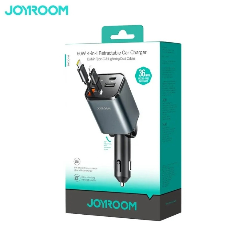 Carregador de Carro Joyroom 65 W com cabo retrátil Caixa